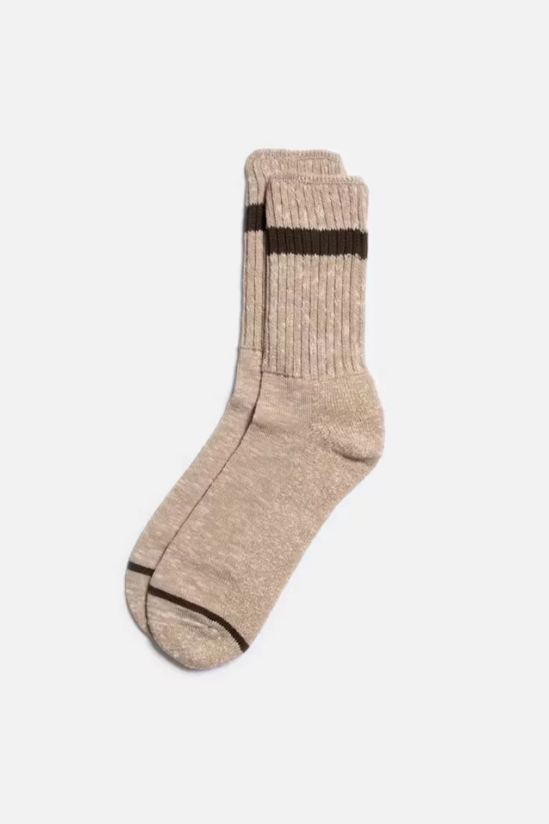 MEN SLUB STRIPE SOCKS BEIGEMELANGE