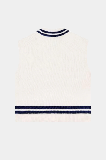 SRC CABLEKNIT VEST CREAM NAVY