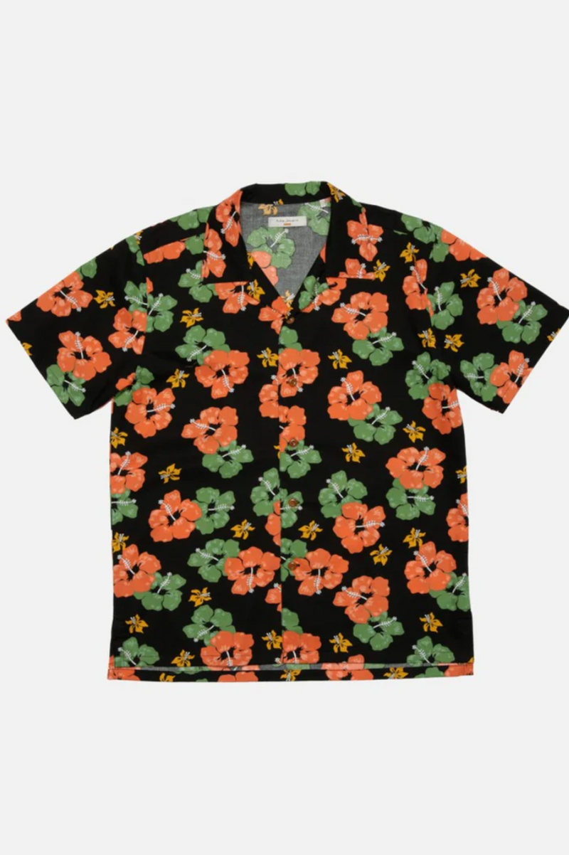 ARVID FLOWER HAWAII SHIRT BLACK