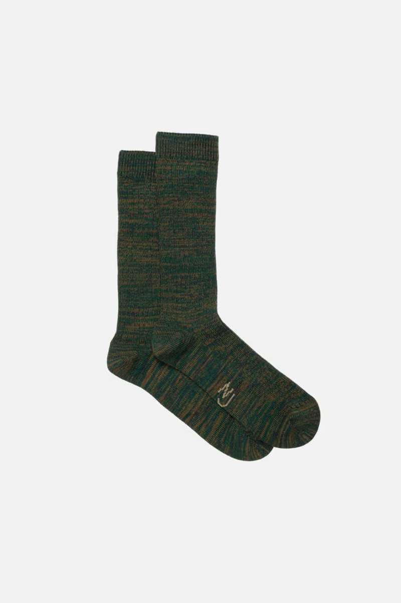 RASMUSSON MENS RIB SOCK GREEN MELANGE