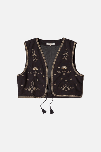 VERA EMBROIDERED VEST BLACK