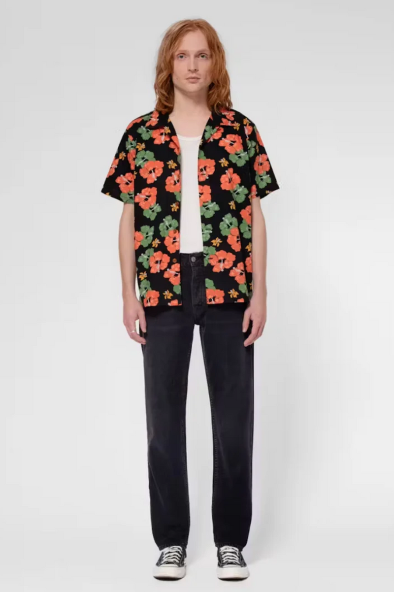 ARVID FLOWER HAWAII SHIRT BLACK