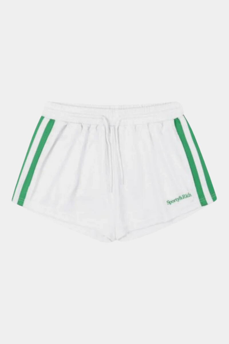 SERIF LOGO EMBROIDERED ROLLER SHORTS WHITE/VERDE