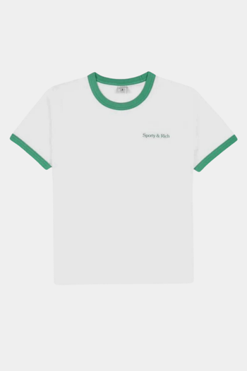 SERIF LOGO RINGER-TEE WHITE/VERDE