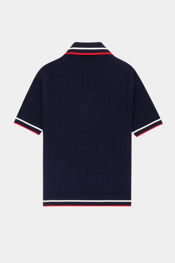 SERIF LOGO MILA POLO SHORT-SLEEVES NAVY/WHITE/BRIGHT RED