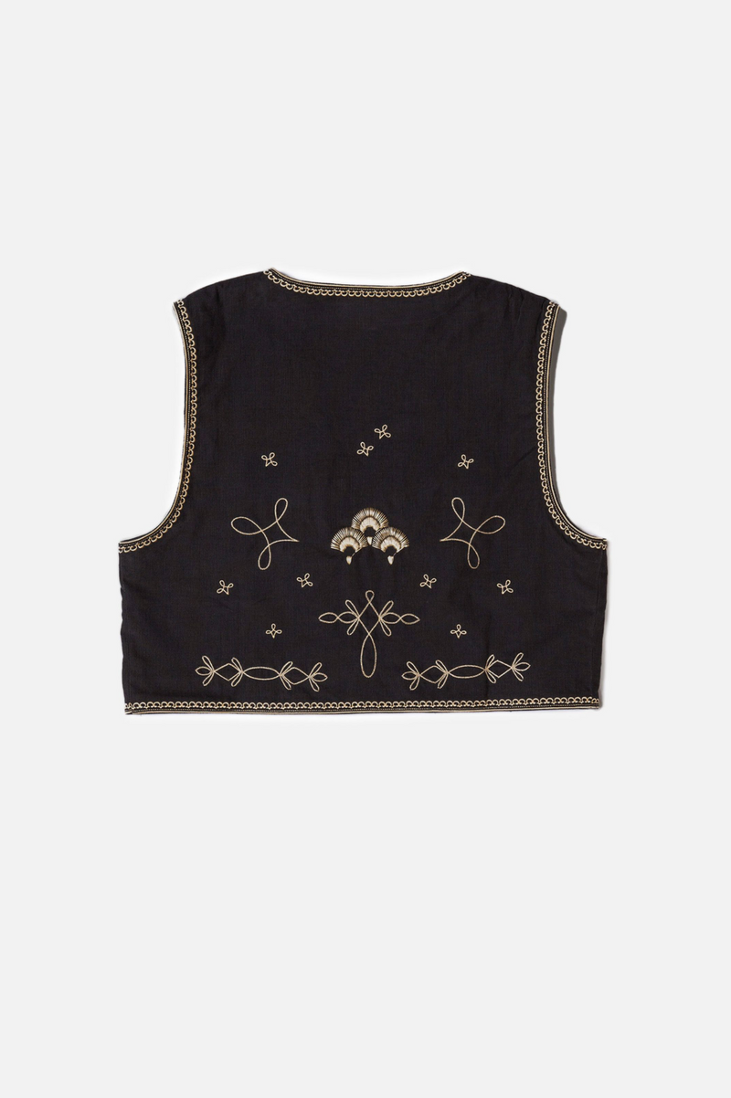 VERA EMBROIDERED VEST BLACK