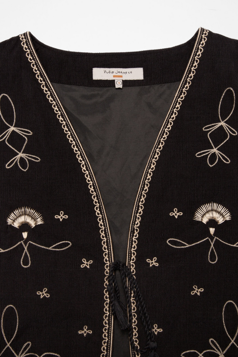 VERA EMBROIDERED VEST BLACK