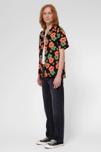 ARVID FLOWER HAWAII SHIRT BLACK