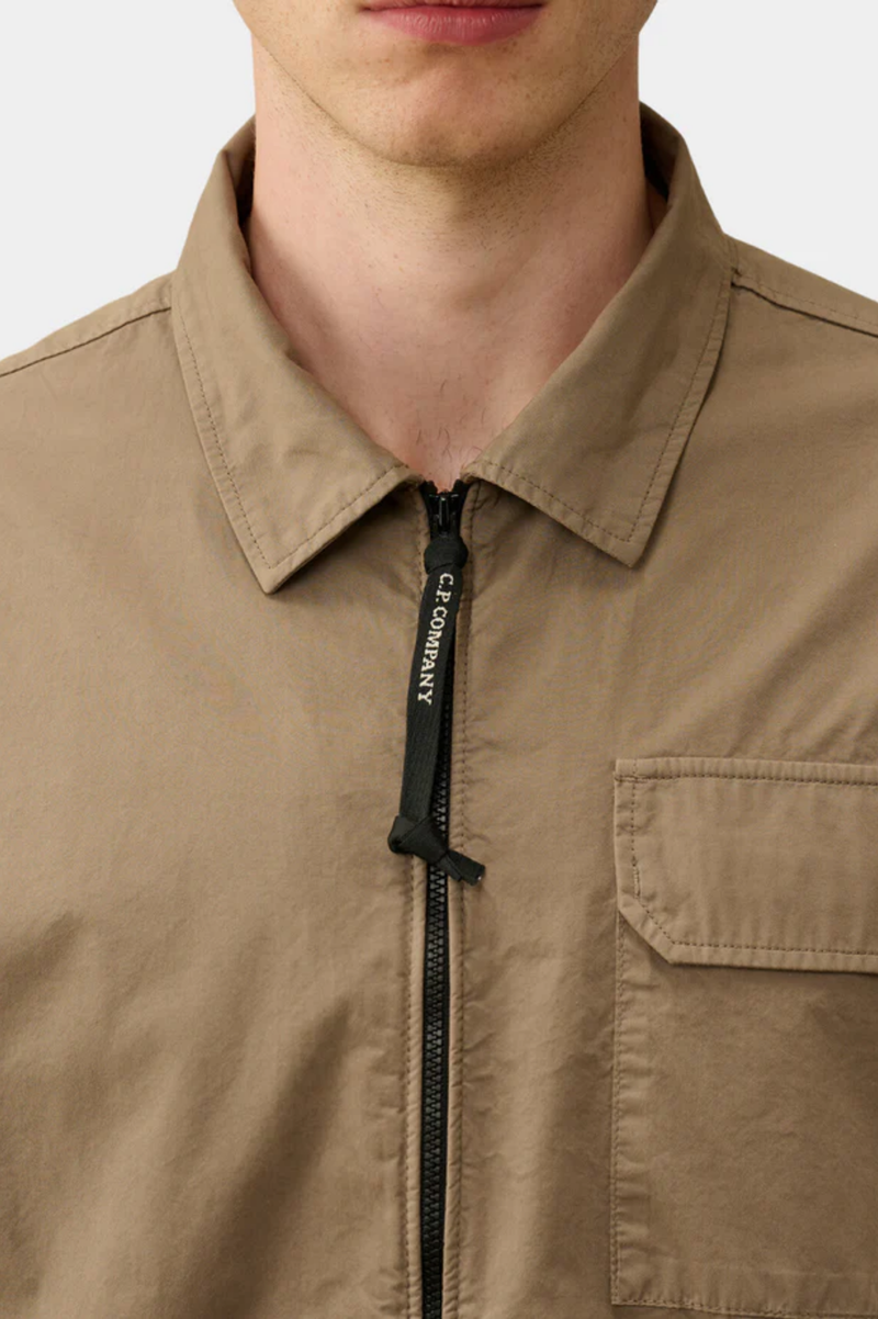 ORGANIC GABARDINE ZIPPED OVERSHIRT