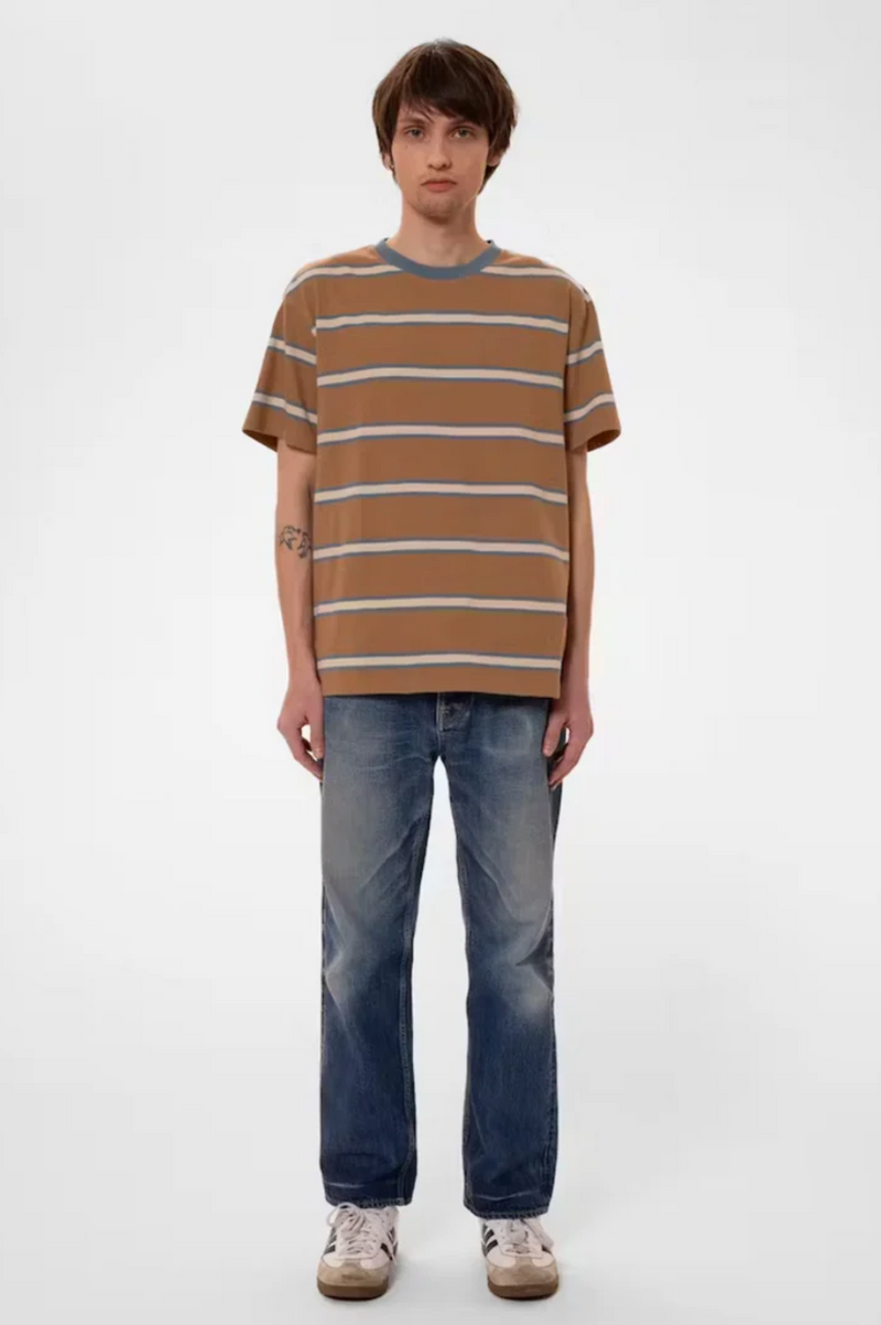 LEFFE 90S STRIPE T-SHIRT TOBACCO