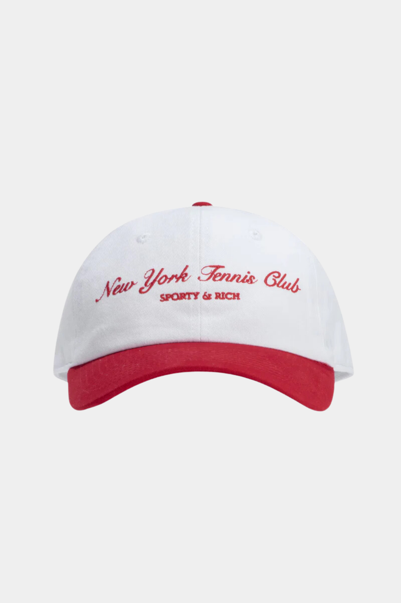 NY TENNIS CLUB EMBROIDERED HAT WHITE/BRIGHT RED