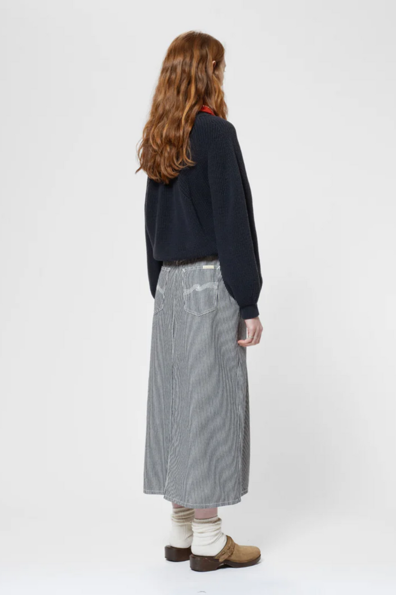 ANNA HICKORY STRIPED SKIRT BLUE/OFF WHITE