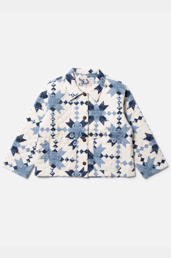 SIGNE QUILTED COTTON JACKET OFFWHITE/BLUE