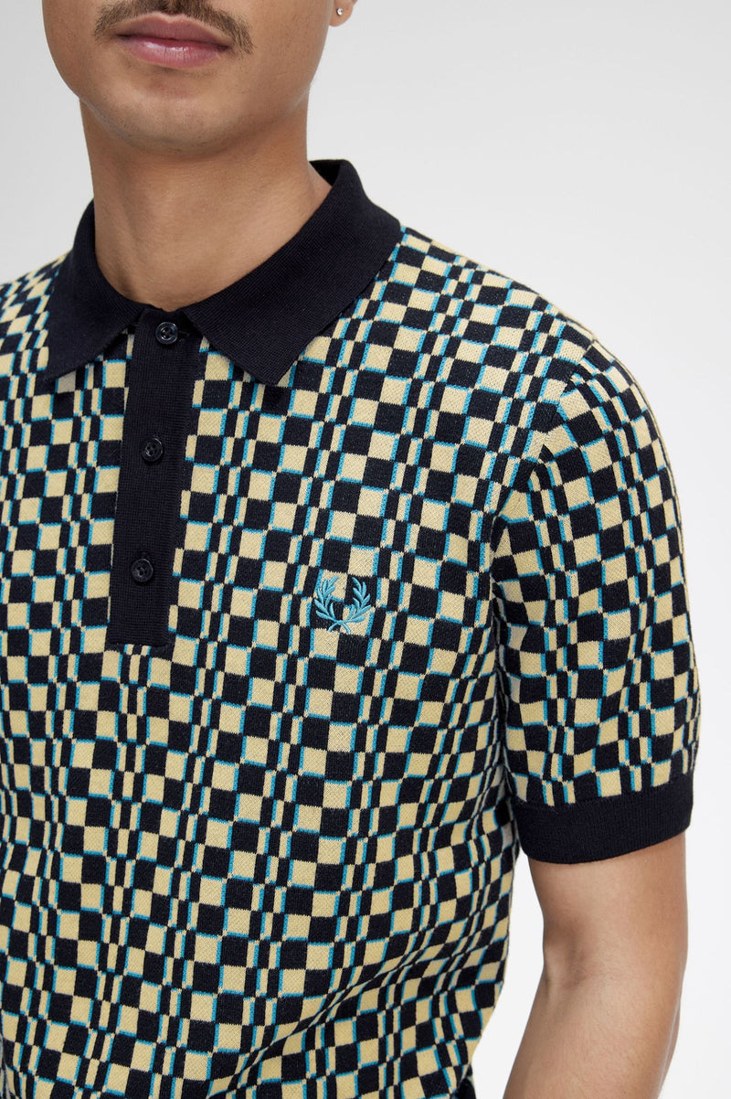 FRED PERRY GLITCH CHEQUERBOARD KNIT SHIRT – 707