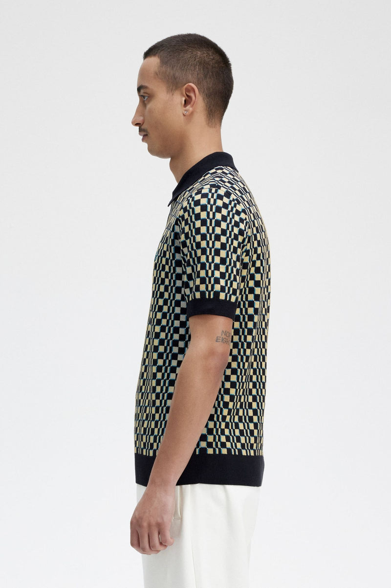 FRED PERRY GLITCH CHEQUERBOARD KNIT SHIRT – 707