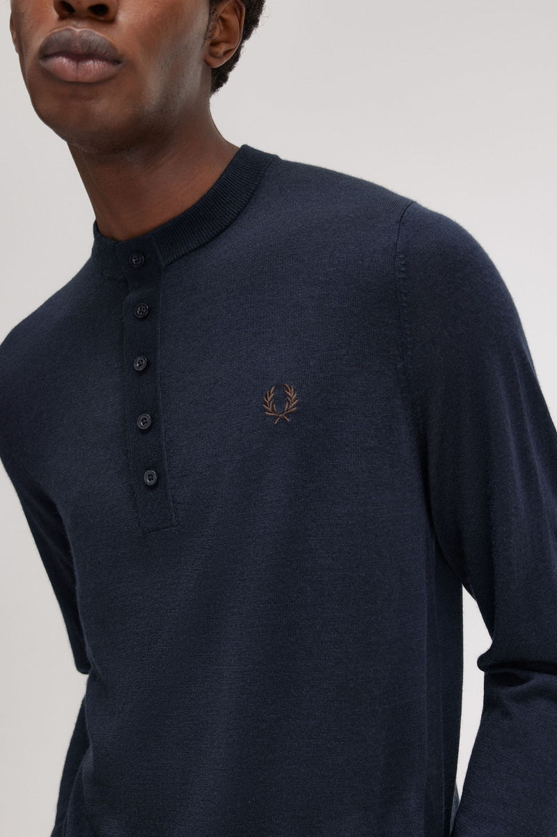 FINE KNIT LONG SLEEVE HENLEY