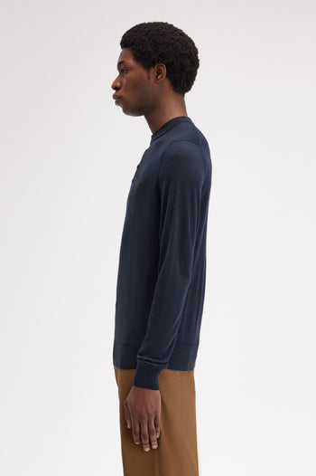 FINE KNIT LONG SLEEVE HENLEY