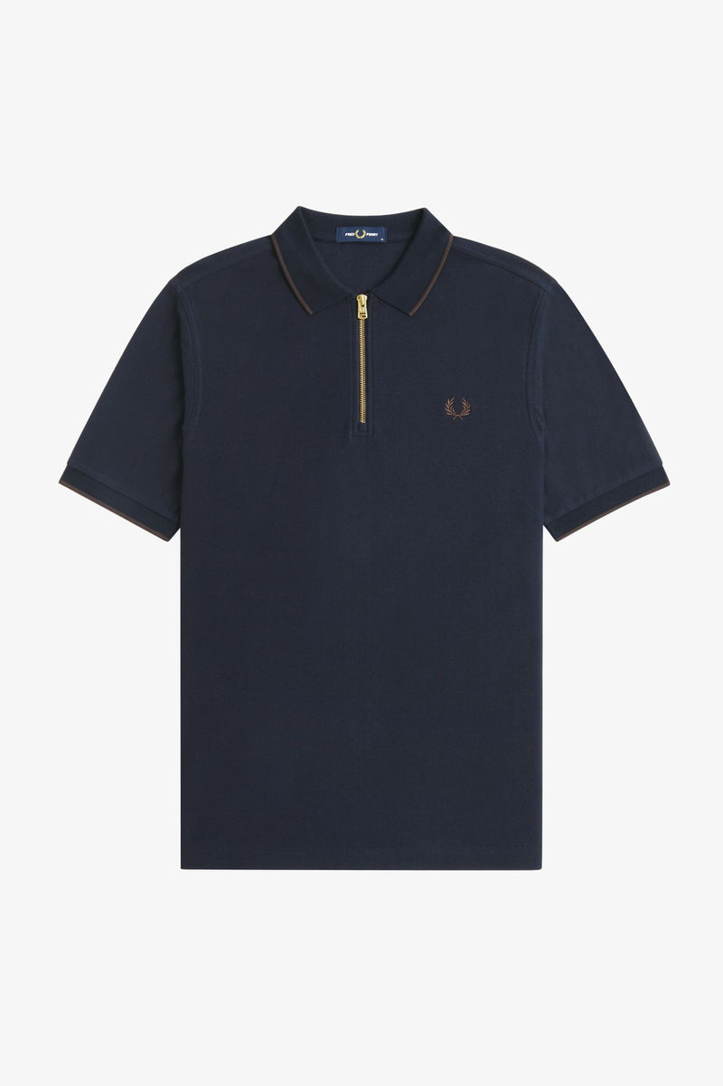 CREPE PIQUE ZIP NECK POLO SHRT