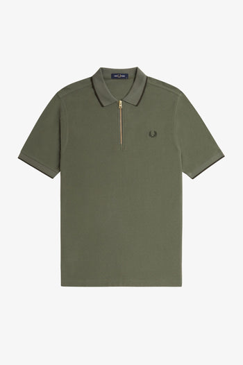 CREPE PIQUE ZIP NECK POLO SHRT