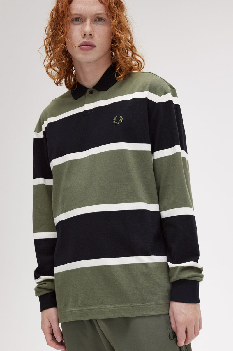 STRIPED LONG SLEEVE POLO SHIRT