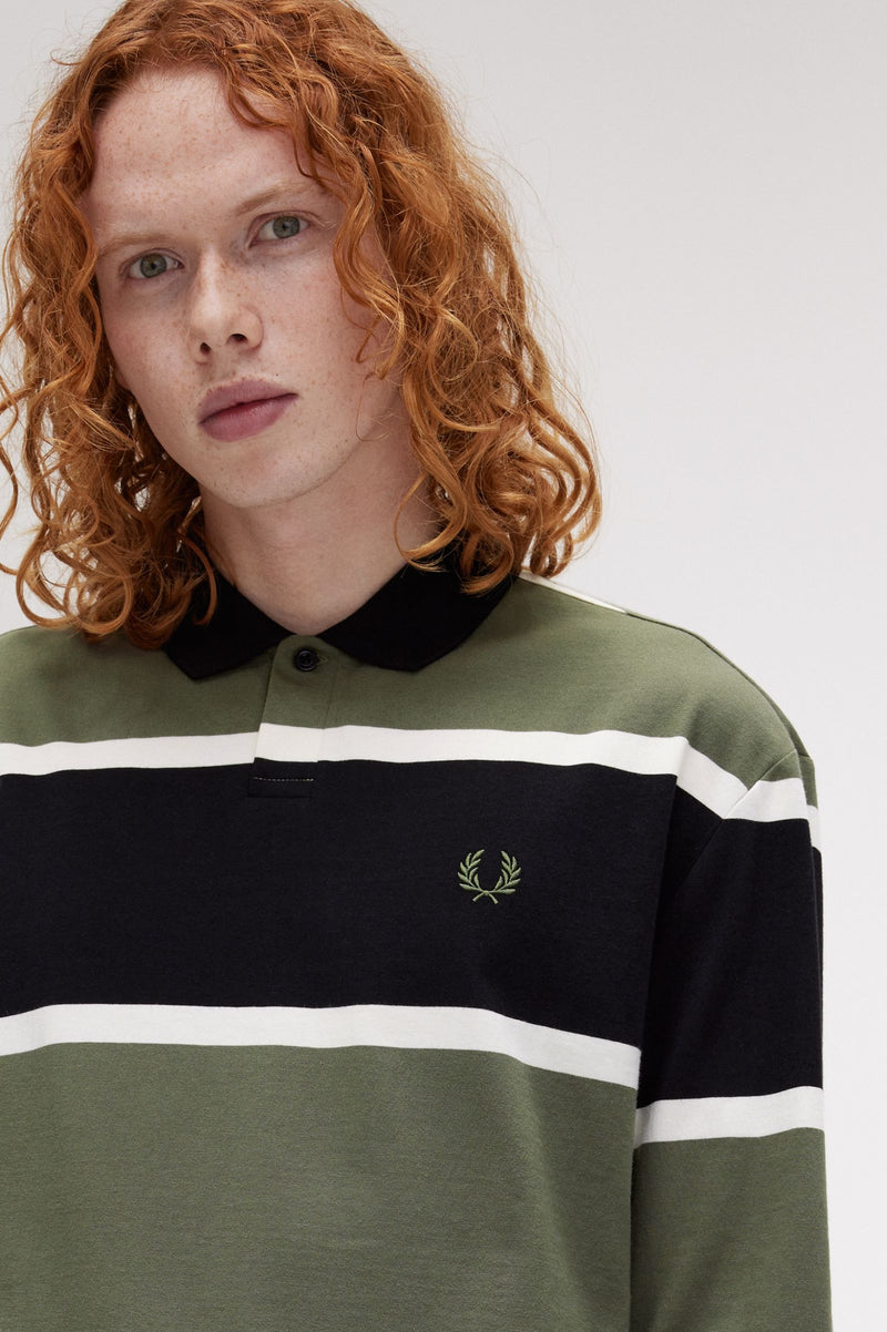 STRIPED LONG SLEEVE POLO SHIRT