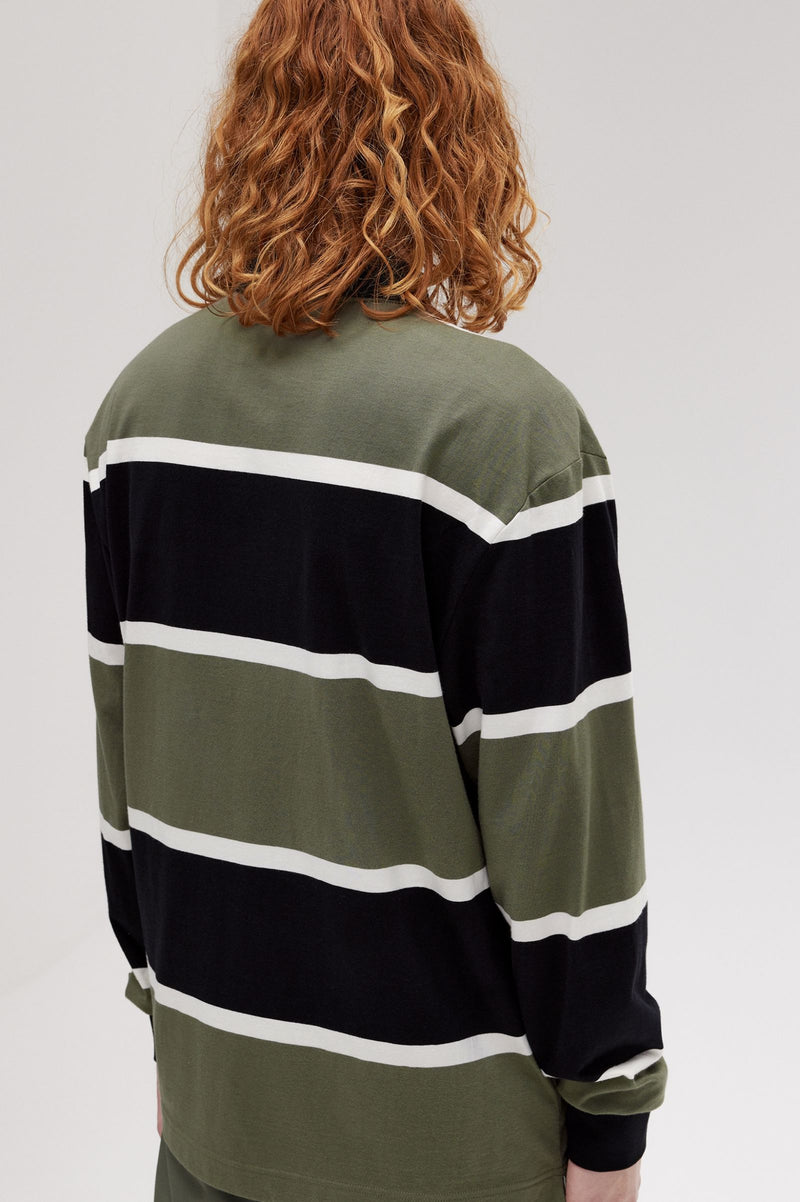 STRIPED LONG SLEEVE POLO SHIRT