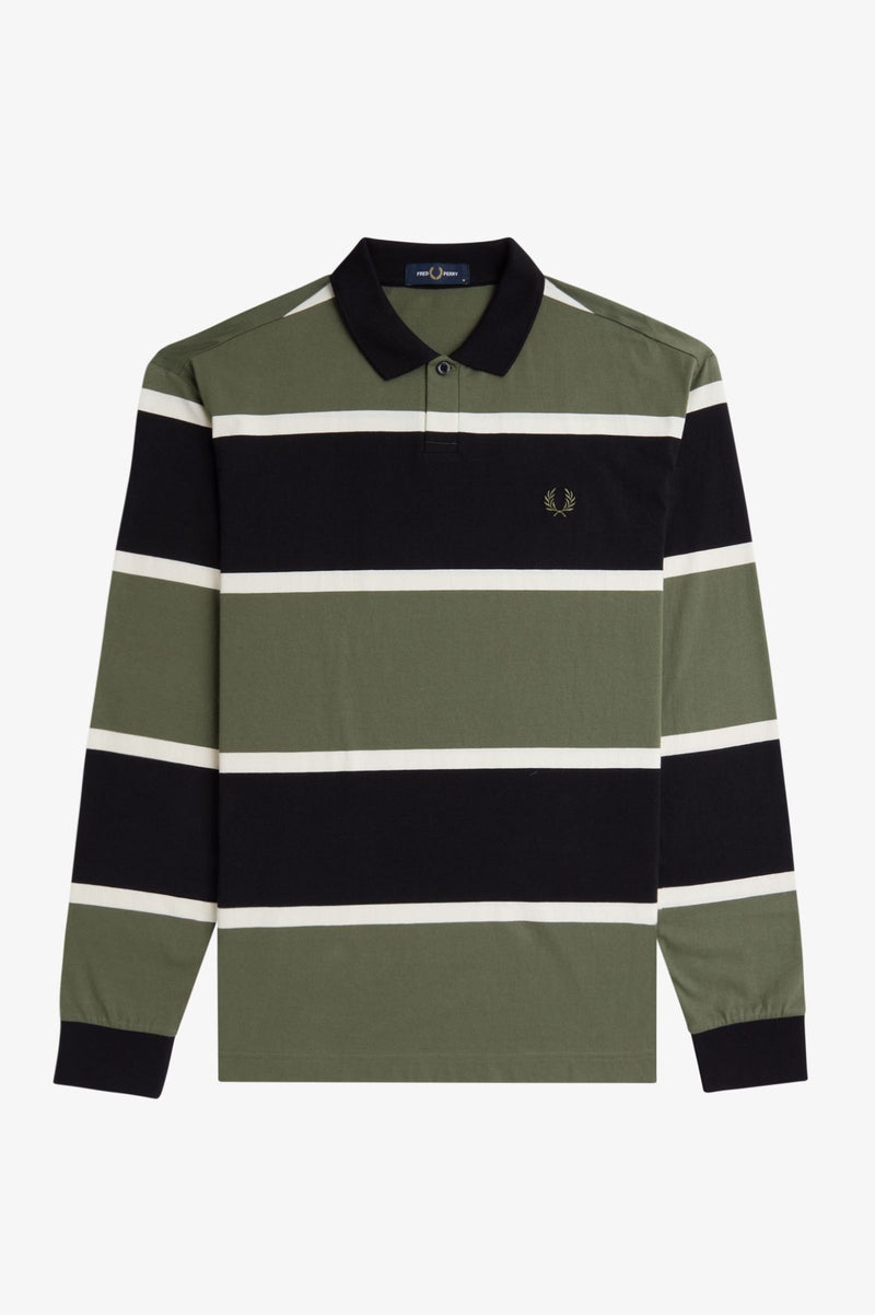 STRIPED LONG SLEEVE POLO SHIRT