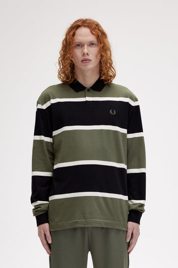 STRIPED LONG SLEEVE POLO SHIRT