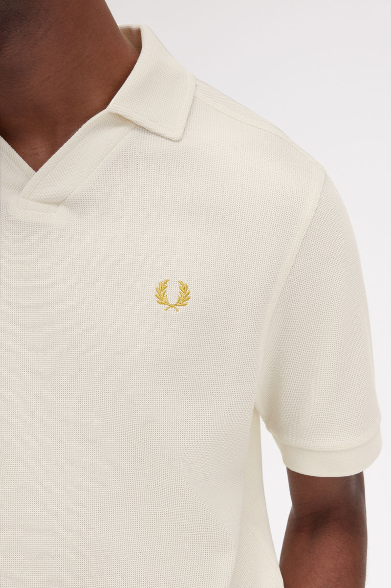 OPEN COLLAR WAFFLE POLO SHIRT