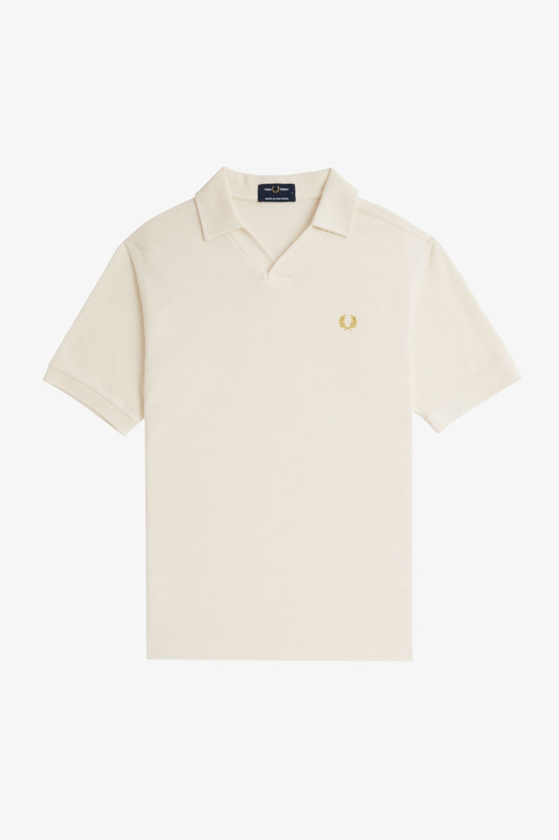 OPEN COLLAR WAFFLE POLO SHIRT