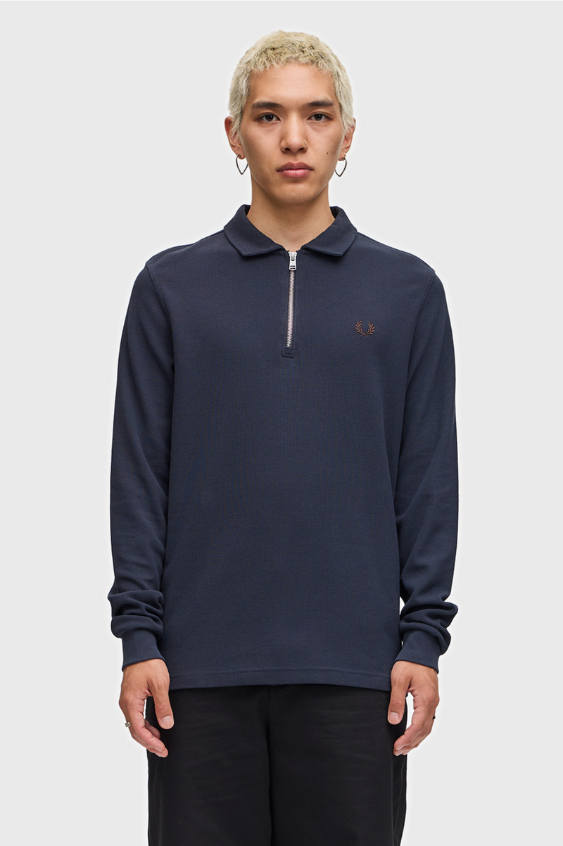 OPEN WAFFLE HALFZIP POLO SHIRT