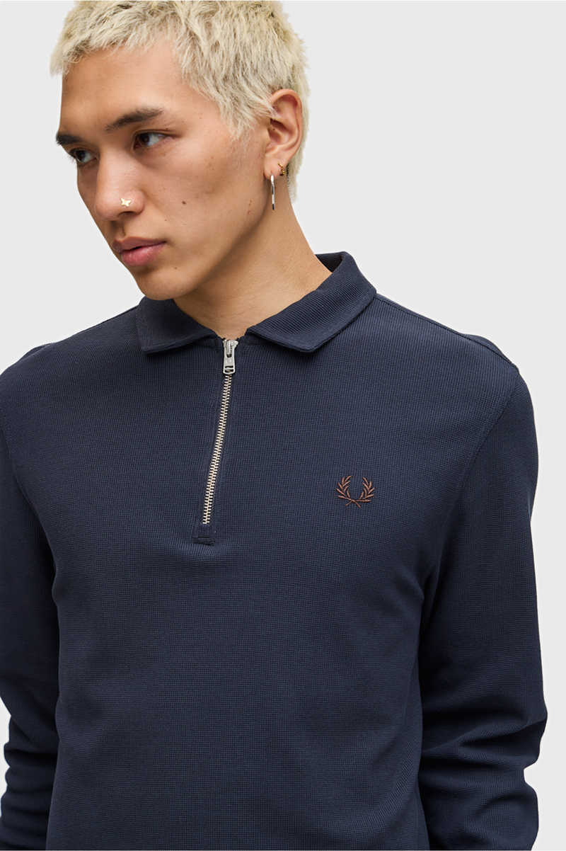 OPEN WAFFLE HALFZIP POLO SHIRT